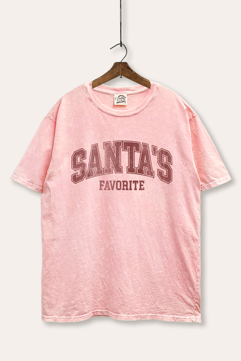"santa's favorite" two-tier graphic mineral wash boxy tee