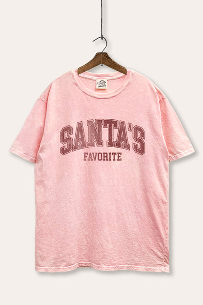 Santa's Favorite Graphic Mineral Wash Boxy Tee
