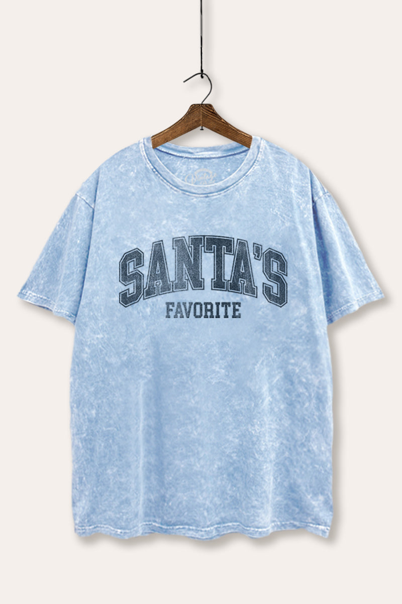 "santa's favorite" two-tier graphic mineral wash boxy tee