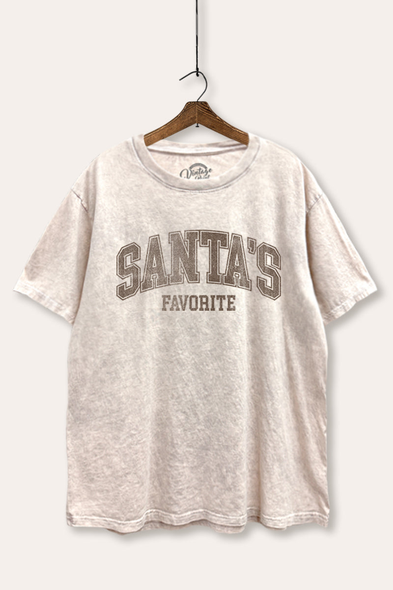 "santa's favorite" two-tier graphic mineral wash boxy tee