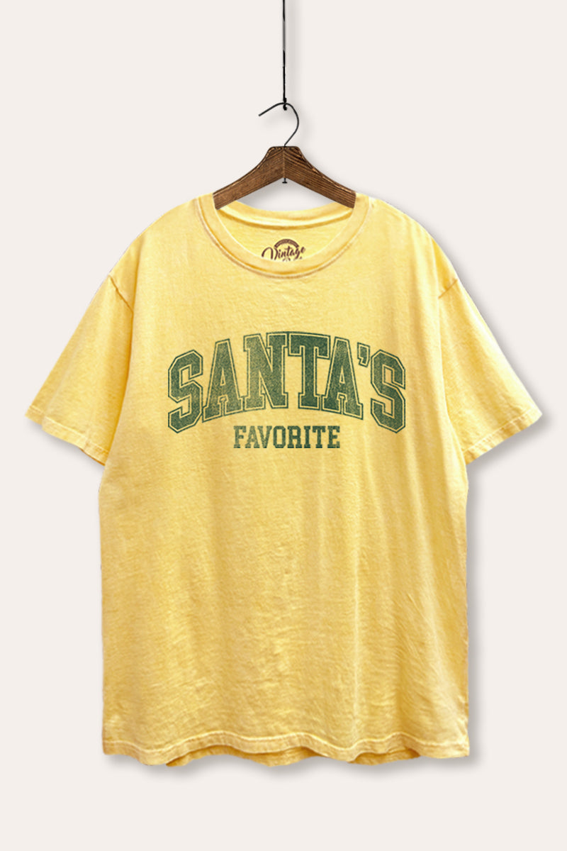 "santa's favorite" two-tier graphic mineral wash boxy tee
