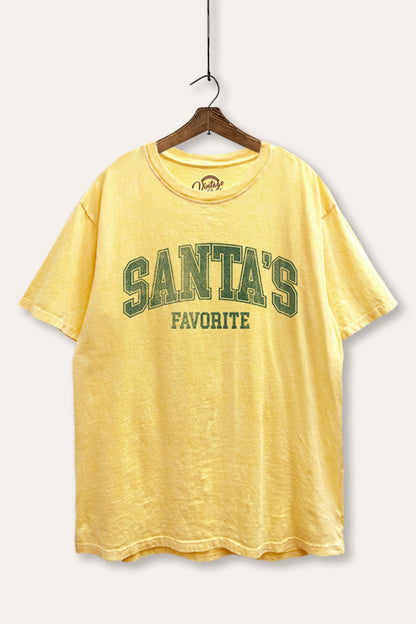 Santa's Favorite Graphic Mineral Wash Boxy Tee