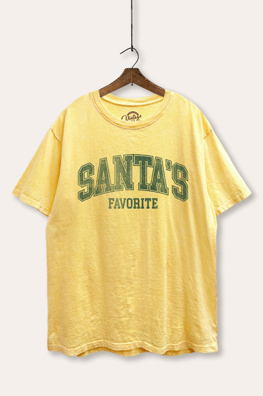 Santa's Favorite Graphic Mineral Wash Boxy Tee