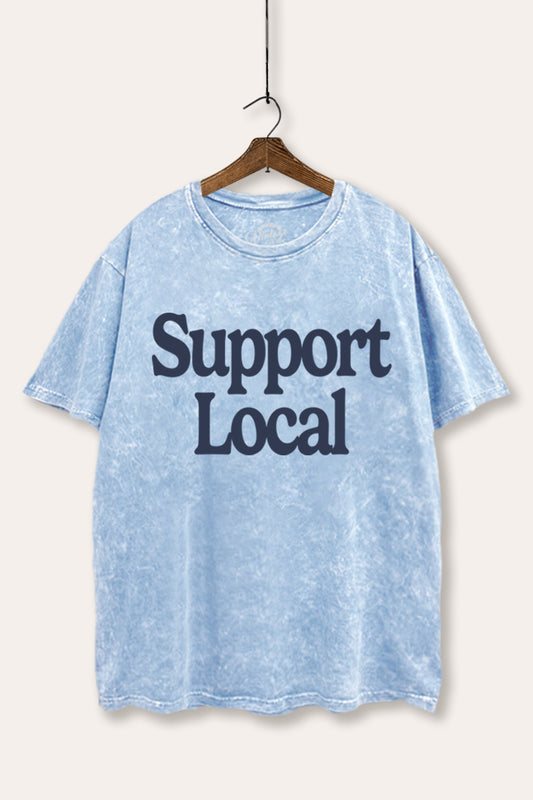 Support Local Graphic Mineral Wash Boxy Tee