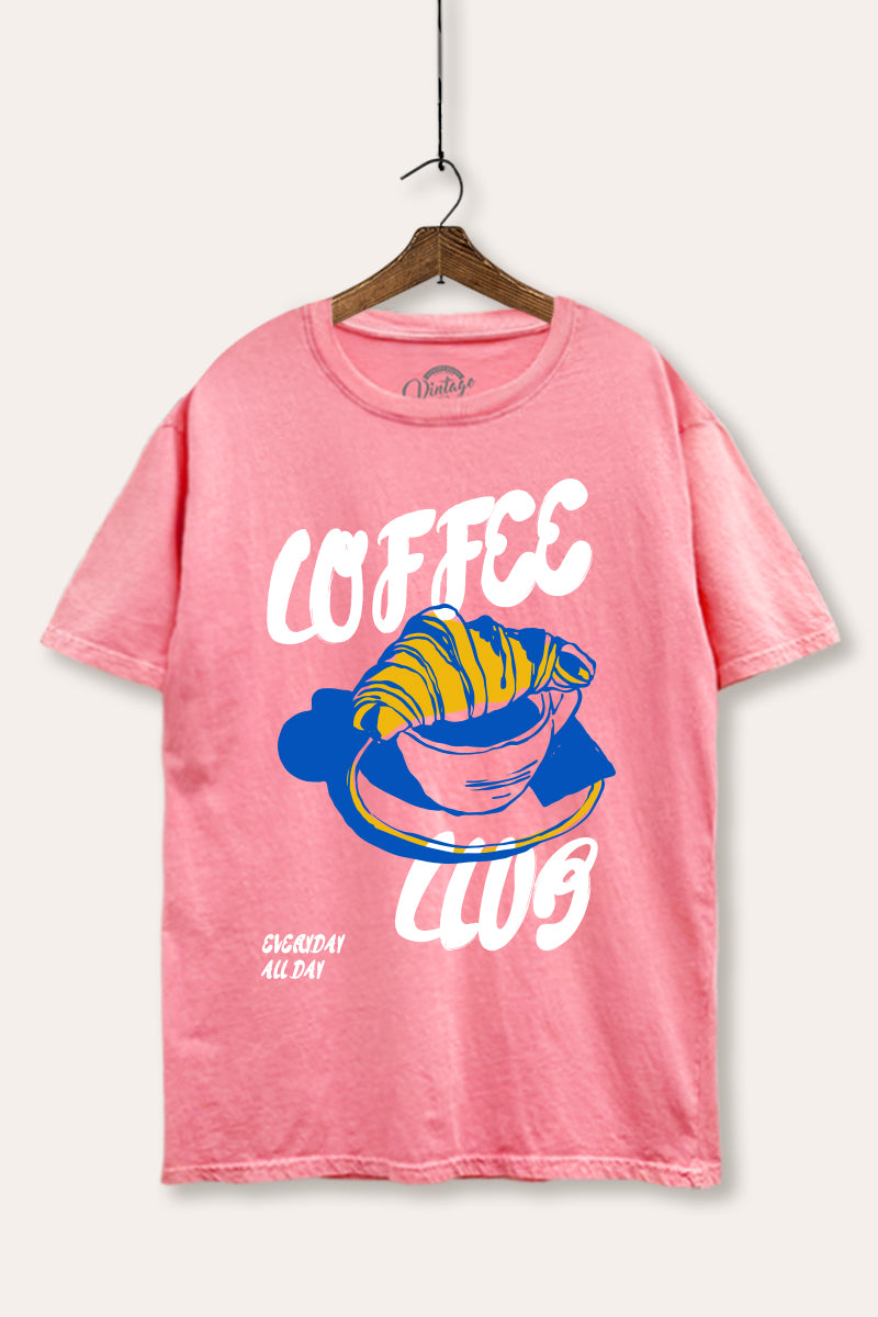 coffee club croissant graphic mineral wash boxy tee