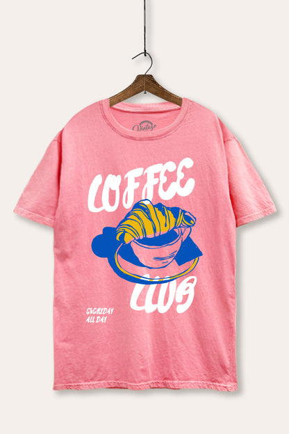 Coffee Club Croissant Graphic Mineral Wash Boxy Tee