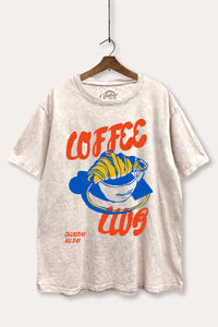 coffee club croissant graphic mineral wash boxy tee