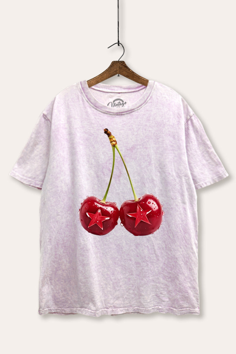 cherry star graphic mineral wash boxy tee