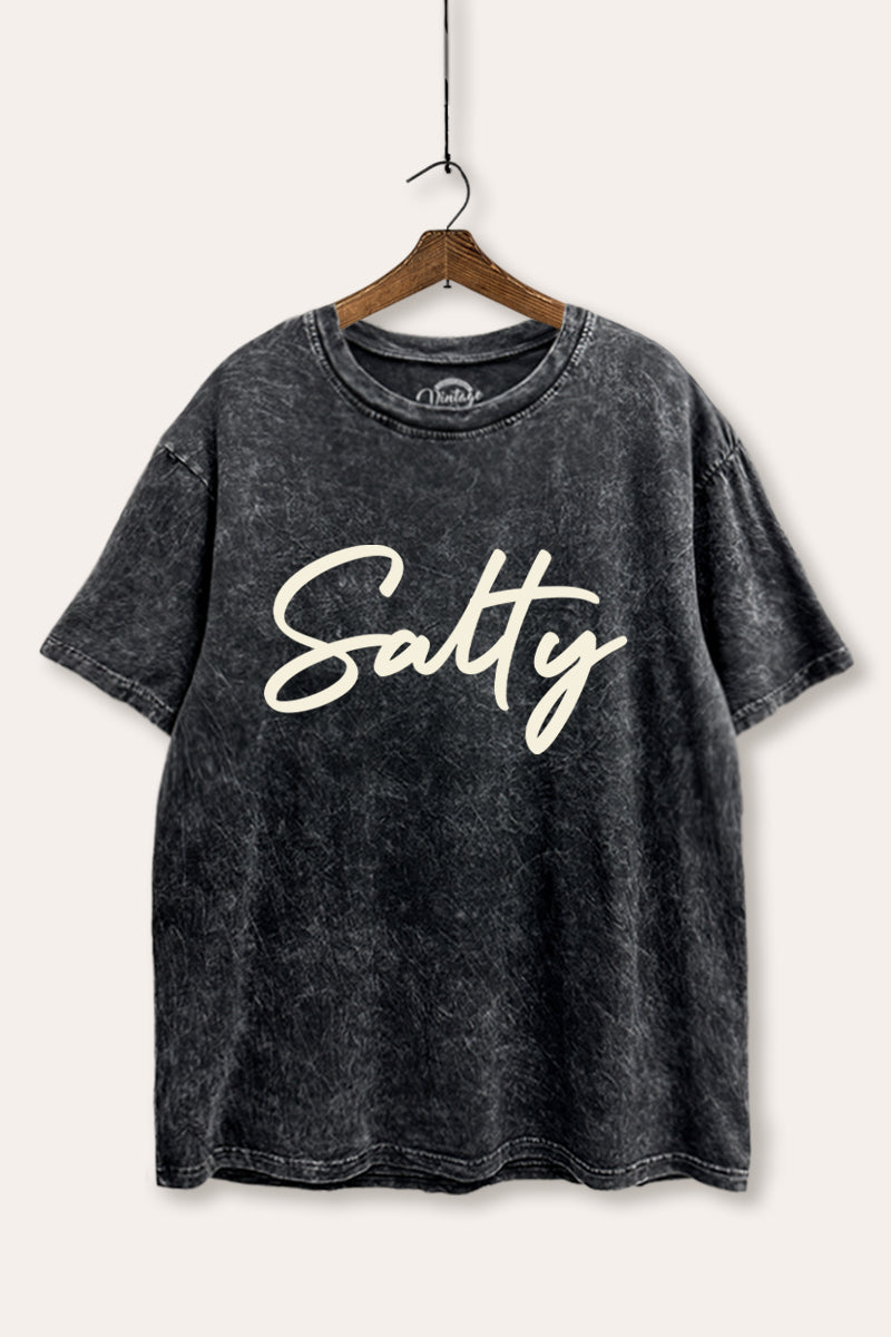 Salty Cursive Coastal Typography Mineral Wash Boxy Tee