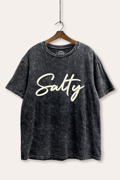 Salty Cursive Coastal Typography Mineral Wash Boxy Tee