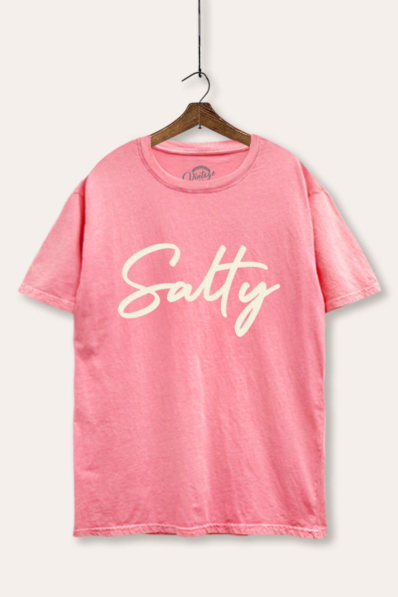 Salty Cursive Coastal Typography Mineral Wash Boxy Tee