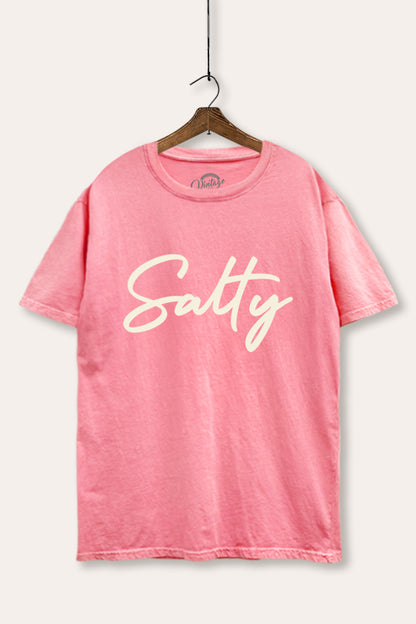 Salty Cursive Coastal Typography Mineral Wash Boxy Tee
