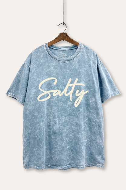 Salty Cursive Coastal Typography Mineral Wash Boxy Tee