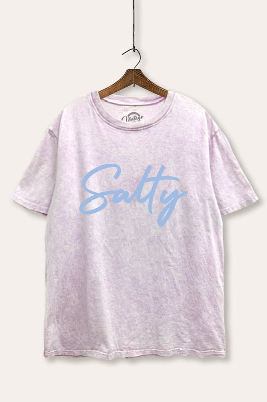 Salty Cursive Coastal Typography Mineral Wash Boxy Tee