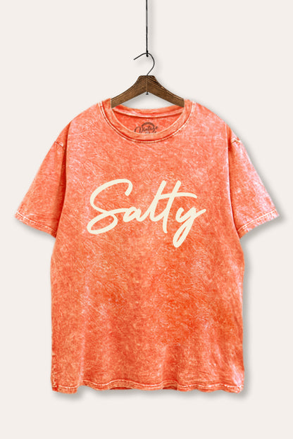Salty Cursive Coastal Typography Mineral Wash Boxy Tee