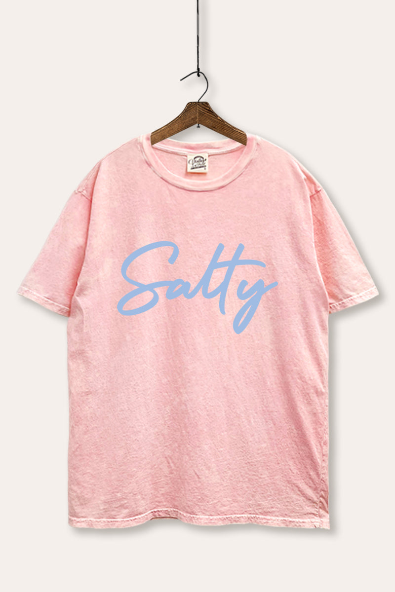 Salty Cursive Coastal Typography Mineral Wash Boxy Tee
