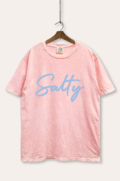 Salty Cursive Coastal Typography Mineral Wash Boxy Tee