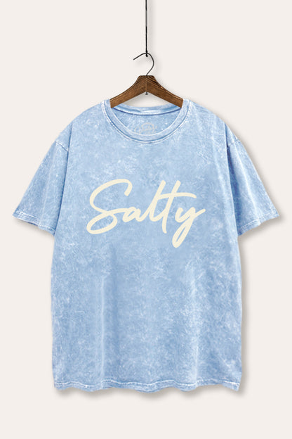 Salty Cursive Coastal Typography Mineral Wash Boxy Tee