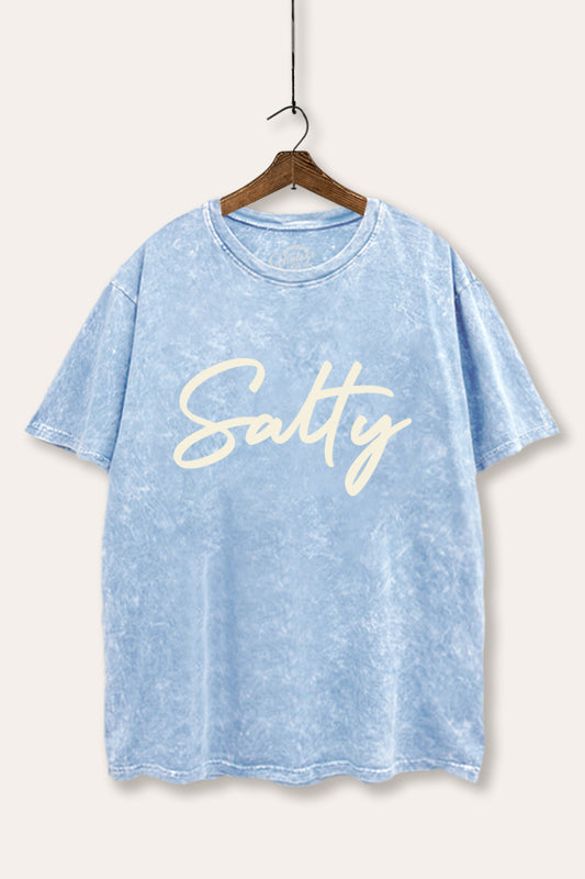 Salty Cursive Coastal Typography Mineral Wash Boxy Tee