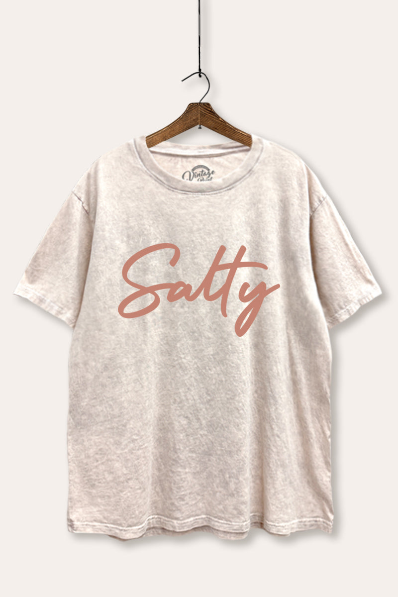 "salty" graphic mineral wash boxy tee