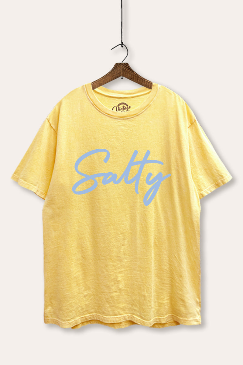 Salty Cursive Coastal Typography Mineral Wash Boxy Tee
