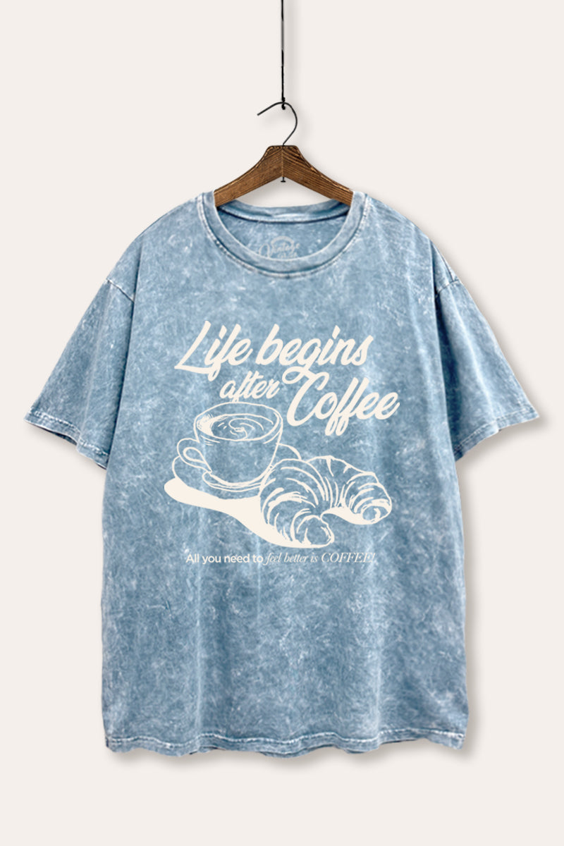 coffee & croissant mineral wash boxy graphic tee