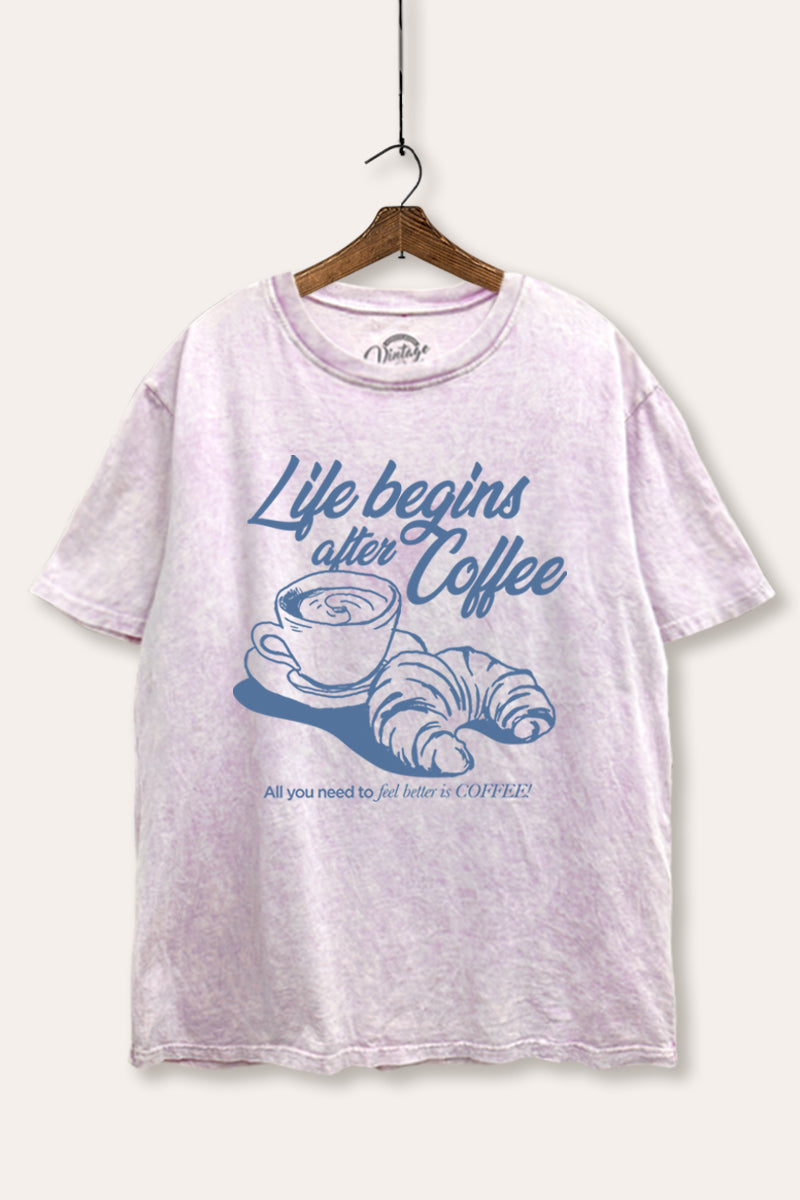 coffee & croissant mineral wash boxy graphic tee