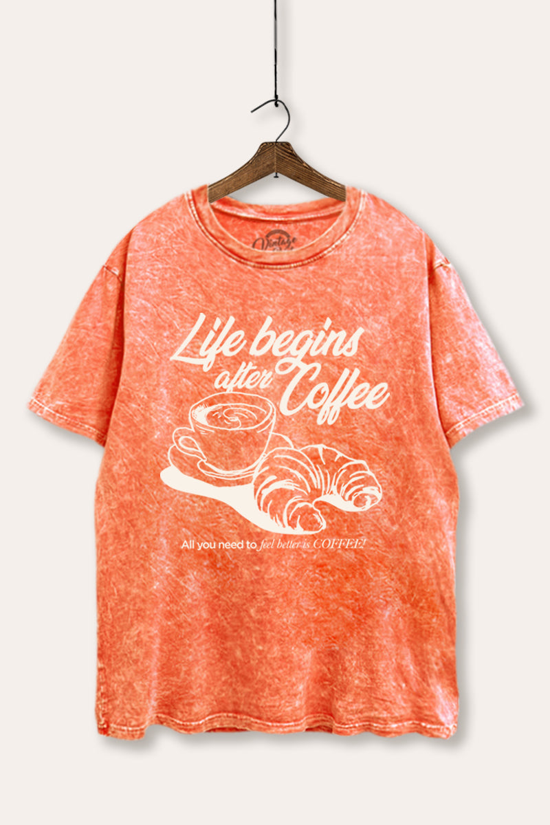 coffee & croissant mineral wash boxy graphic tee