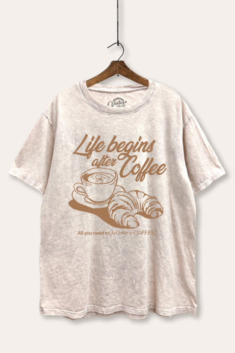 coffee & croissant mineral wash boxy graphic tee