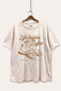 coffee & croissant mineral wash boxy graphic tee