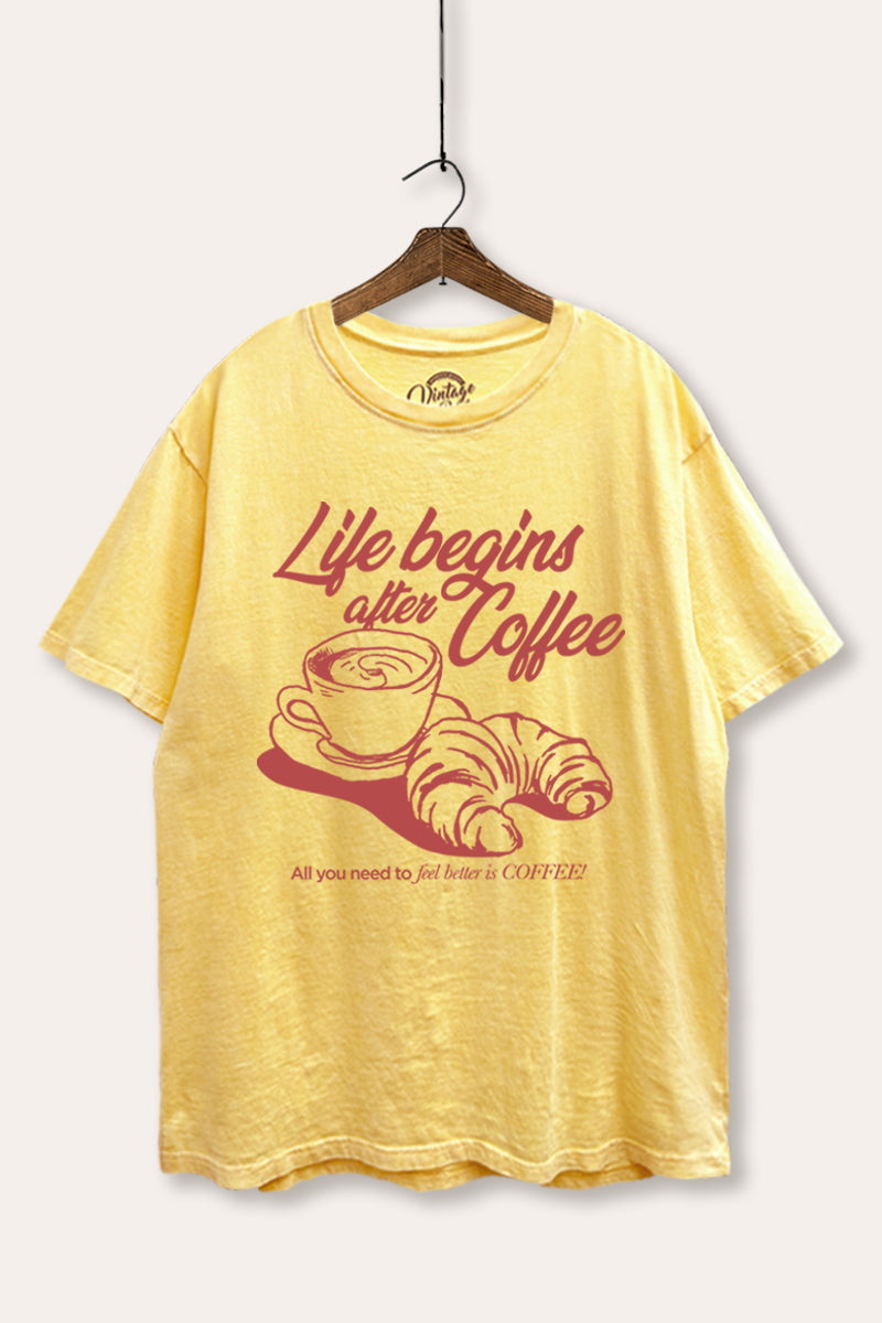 coffee & croissant mineral wash boxy graphic tee