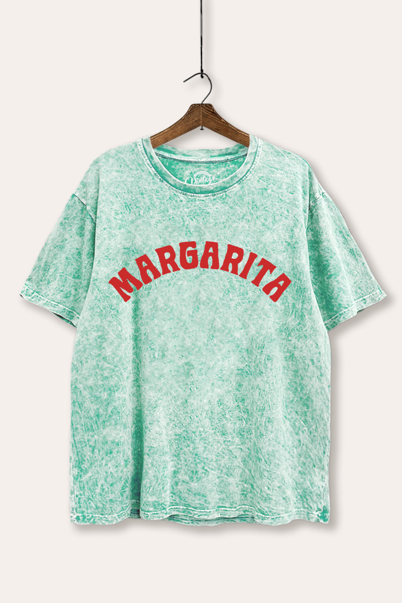 Margarita Arched Typography Mineral Wash Boxy Tee