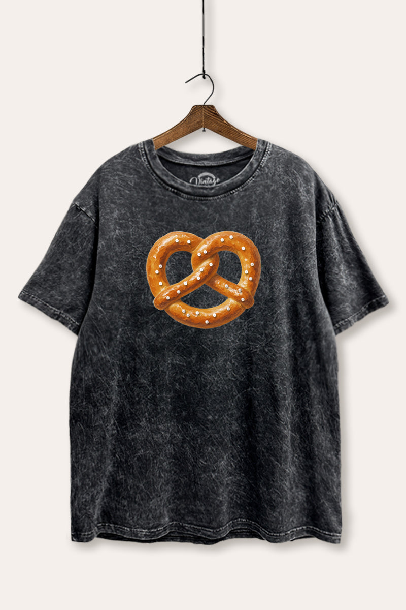 pretzel graphic mineral wash boxy tee