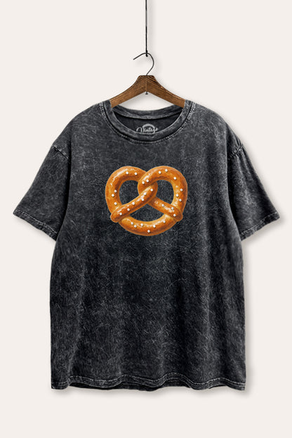 Baked Pretzel Graphic Mineral Wash Boxy Tee