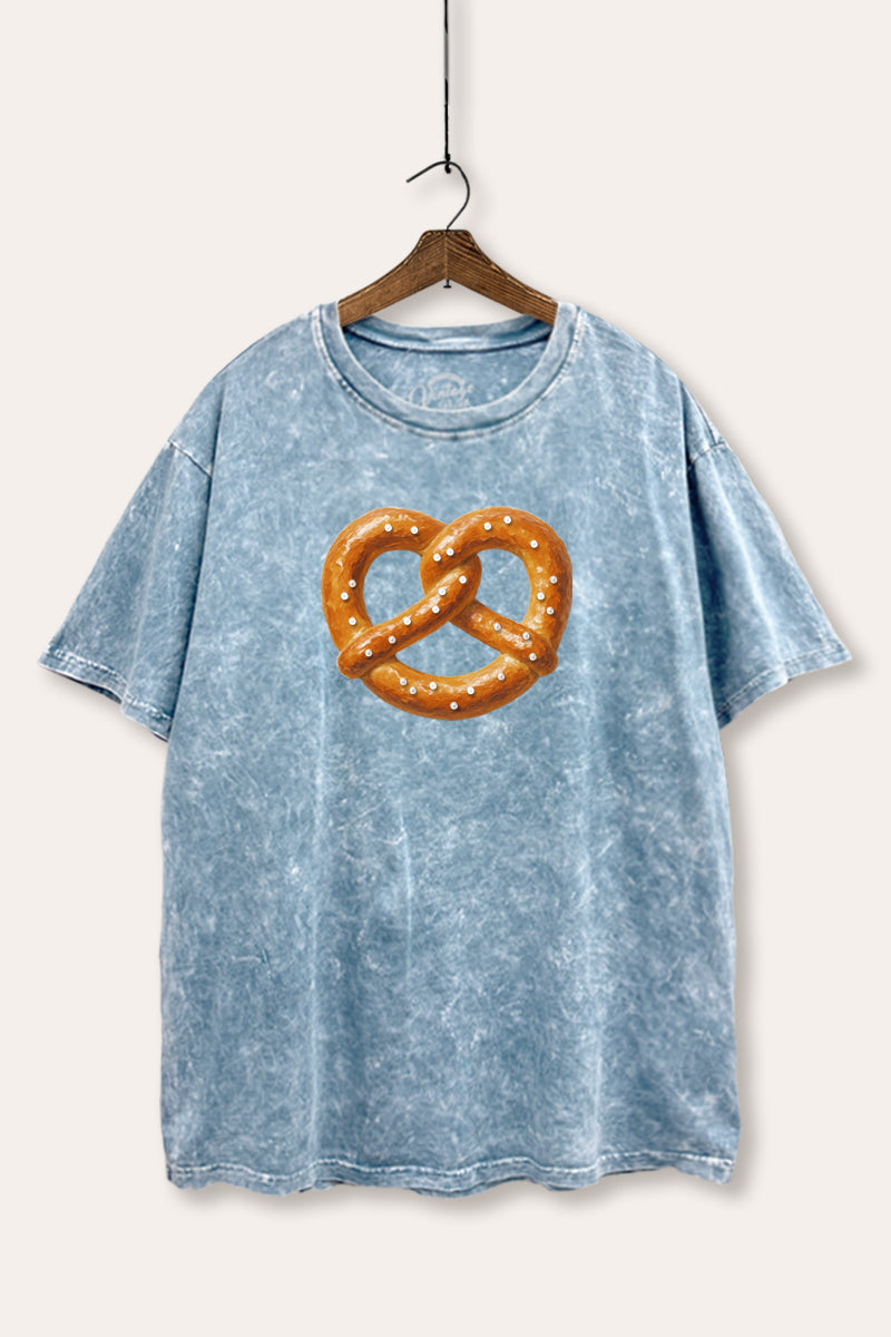 pretzel graphic mineral wash boxy tee