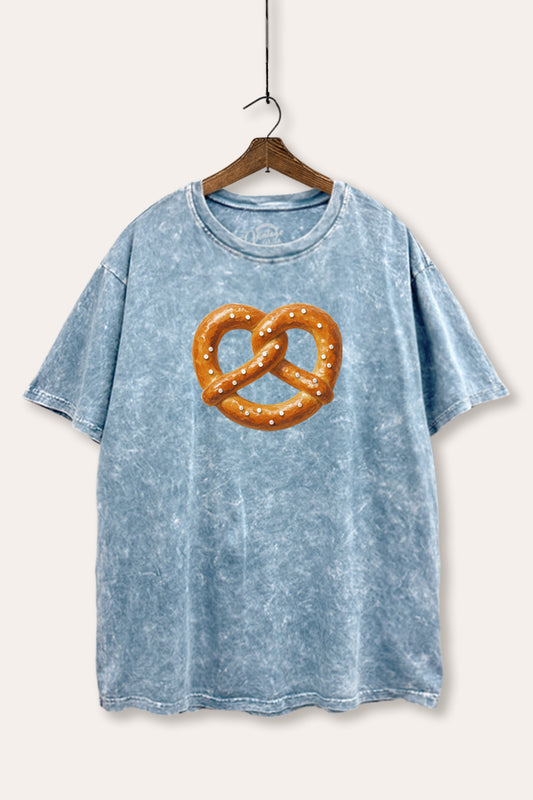 Baked Pretzel Graphic Mineral Wash Boxy Tee