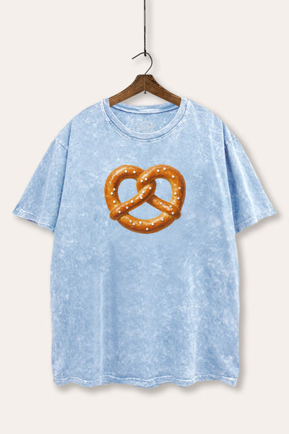 Baked Pretzel Graphic Mineral Wash Boxy Tee