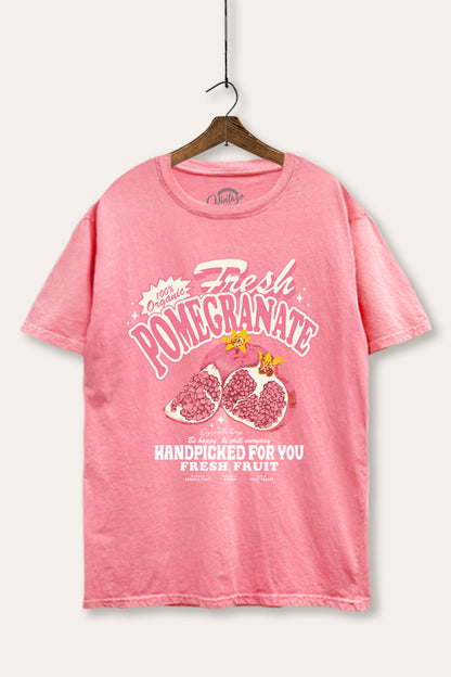 Fresh Pomegranate Fruit Graphic Mineral Wash Boxy Tee