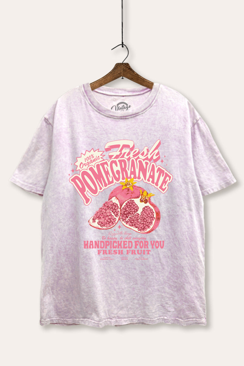 Fresh Pomegranate Fruit Graphic Mineral Wash Boxy Tee