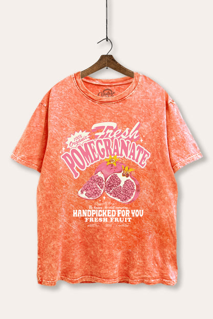 Fresh Pomegranate Fruit Graphic Mineral Wash Boxy Tee