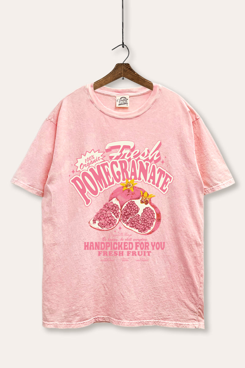 Fresh Pomegranate Fruit Graphic Mineral Wash Boxy Tee