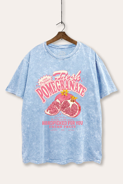 Fresh Pomegranate Fruit Graphic Mineral Wash Boxy Tee