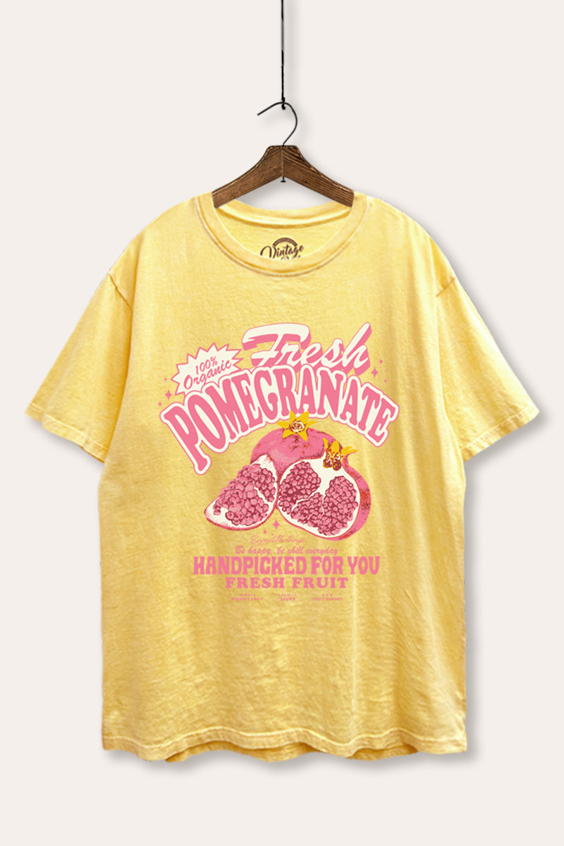 Fresh Pomegranate Fruit Graphic Mineral Wash Boxy Tee