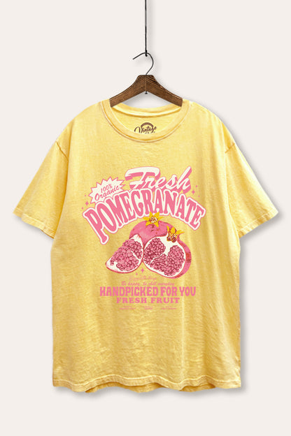 Fresh Pomegranate Fruit Graphic Mineral Wash Boxy Tee