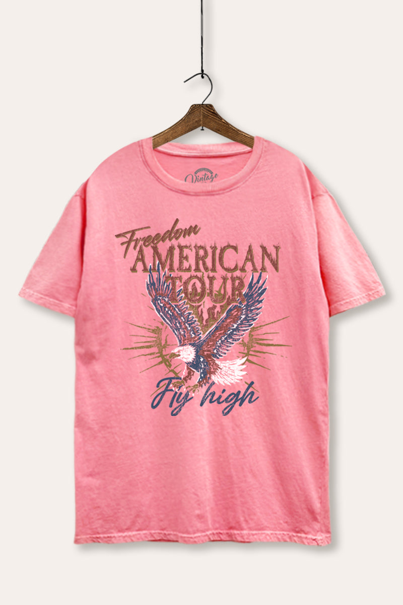 bald eagle "freedom" graphic mineral wash boxy tee