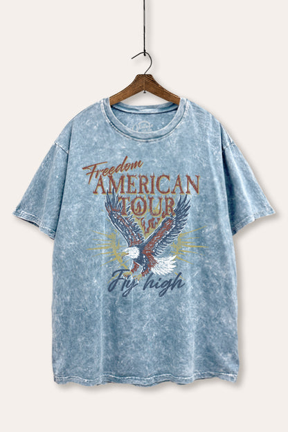American Freedom Eagle Graphic Mineral Wash Boxy Tee