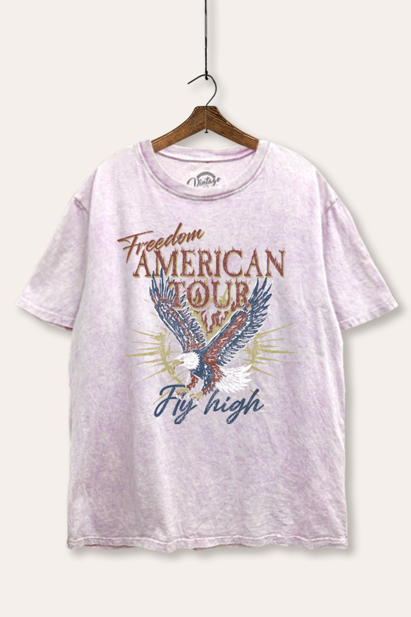 bald eagle "freedom" graphic mineral wash boxy tee