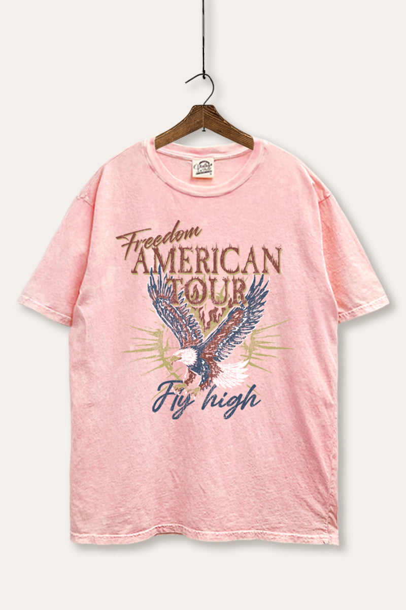 bald eagle "freedom" graphic mineral wash boxy tee