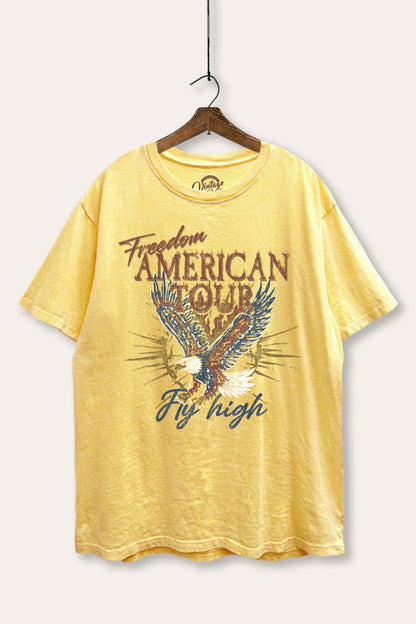 American Freedom Eagle Graphic Mineral Wash Boxy Tee