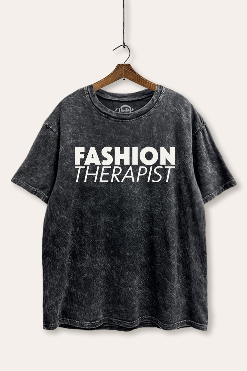 "fashion therapist" mineral wash boxy graphic tee